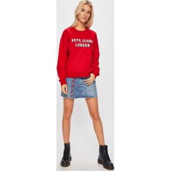 Pepe Jeans - Bluza. Czerwone bluzy damskie Pepe Jeans, s, z aplikacjami, z bawełny, bez rękawów, bez kaptura. Za 239,90 zł.
