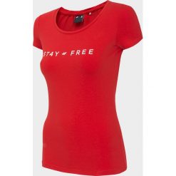 T-shirt damski TSD004 - czerwony. Czerwone t-shirty damskie 4f, bez wzorów, bez kołnierzyka. W wyprzedaży za 39,99 zł.