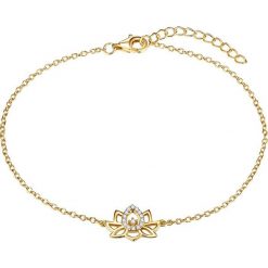 Pozłacana bransoletka z elementem ozdobnym. Żółte bransoletki damskie Yamato Pearls, z materiału, z cyrkonią, srebrne. W wyprzedaży za 85,95 zł.