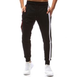 Joggery męskie: Spodnie męskie joggery czarne (ux1140)