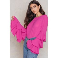 Bluzki damskie: NA-KD Boho Bluzka z trójwarstwową falbanką – Pink
