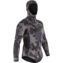 Kurtka SPF 500 z kamuflażem dekonstruowanym do łowiectwa podwodnego neopren 5 mm. Szare kurtki sportowe męskie SUBEA, s, bez wzorów, z poliesteru, bez kaptura. Za 379,99 zł.