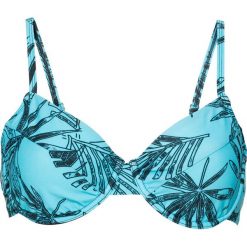 Biustonosz bikini na fiszbinach bonprix niebiesko-czarny. Niebieskie bikini bonprix, z nadrukiem. Za 24,99 zł.