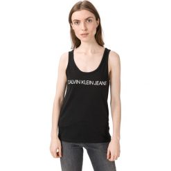 Calvin Klein Institutional Podkoszulek Czarny. Czarne podkoszulki damskie Calvin Klein, l, z nadrukiem, z bawełny, bez kołnierzyka, bez rękawów. Za 118,95 zł.