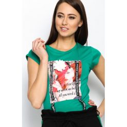 Bluzki damskie: Zielony T-shirt Pop Art