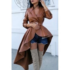 Żakiet, blezer KELINA BROWN. Pomarańczowe kamizelki damskie Żakiet, blezer KELINA BROWN, s, bez wzorów, bez rękawów. W wyprzedaży za 119,00 zł.