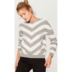 Sweter oversize w paski - Szary. Szare swetry oversize damskie Mohito, l. Za 119,99 zł.