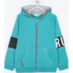 Bluza. Zielone bluzy chłopięce z kapturem marki RUN THE CITY, z aplikacjami, z długim rękawem, długie. Za 95,90 zł.