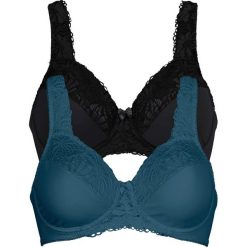 Biustonosz "minimizer" (2 szt.) bonprix niebieskozielony morski + czarny. Czarne biustonosze z fiszbinami marki bonprix. Za 55,98 zł.