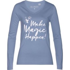T-shirt bonprix matowy niebieski. Niebieskie t-shirty damskie bonprix, z nadrukiem. Za 34,99 zł.