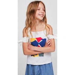 Mango Kids - Top dziecięcy Deco 110-164 cm. Szare bluzki dziewczęce marki Mango Kids, z nadrukiem, z bawełny. Za 59,90 zł.