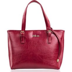 SKÓRZANA SHOPPERKA FELICE GOLD LUNA BORDOWA. Czerwone torby damskie na zakupy Tagless, w paski, z bawełny, na ramię, bez dodatków. Za 316,60 zł.