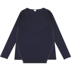 Sweter kaszmirowy w kolotze granatowym. Niebieskie swetry klasyczne damskie marki Ateliers de la Maille, z kaszmiru. W wyprzedaży za 500,95 zł.