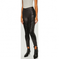 Desigual - Legginsy. Czarne legginsy damskie Desigual, s, bez wzorów, z elastanu. W wyprzedaży za 179,90 zł.