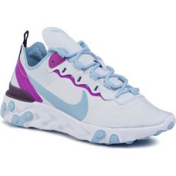 Buty NIKE - React Element 55 BQ2728 008 Football Grey/Psychic Blue. Białe półbuty damskie Nike, na co dzień, bez wzorów, ze skóry ekologicznej, bez obcasa, na płaskiej podeszwie, bez zapięcia. W wyprzedaży za 389,00 zł.