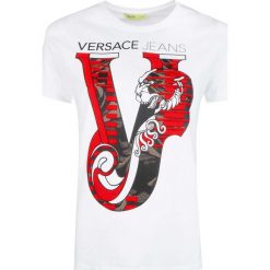 Versace Jeans T-shirt "Big Logo". Bluzki damskie Versace Jeans, z nadrukiem, z jeansu, z okrągłym kołnierzem, bez rękawów. Za 219,00 zł.