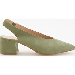 Buty ślubne damskie: Czółenka z odkrytą piętą – Zielony