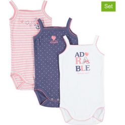Body niemowlęce: Body (3 szt.) w kolorze jasnoróżowym, białym i niebieskim