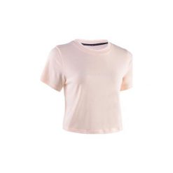Crop top do tańca miejskiego damski. Czarne topy damskie DOMYOS, bez wzorów, z elastanu, bez kołnierzyka. Za 59,99 zł.