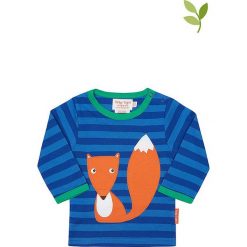 Koszulka w kolorze niebieskim. Niebieskie bluzki dziewczęce Toby Tiger, w paski, z bawełny, z długim rękawem. W wyprzedaży za 85,95 zł.
