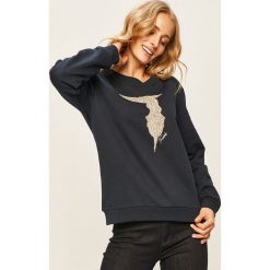 Trussardi Jeans - Bluza. Niebieskie bluzy damskie Trussardi Jeans, s, z aplikacjami, z elastanu, bez rękawów, bez kaptura. W wyprzedaży za 299,90 zł.