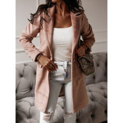 PŁASZCZ DELICATE DARK PINK - S/M. Różowe kurtki damskie Fanaberia.com, s, bez wzorów, eleganckie, bez kaptura. Za 239,00 zł.