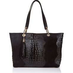 Torebki klasyczne damskie: Skórzana torebka w kolorze czarnym – 42 x 58 x 14 cm