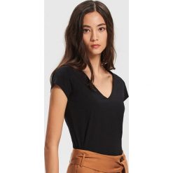 T-shirt z merceryzowanej bawełny - Czarny. Czarne t-shirty damskie marki Reserved, s, bez wzorów, z bawełny, bez kołnierzyka. Za 59,99 zł.