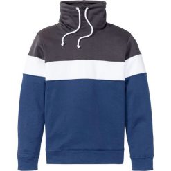 Bluza ze stójką bonprix niebiesko-biało-brązowy wzorzysty. Niebieskie bluzy męskie bonprix, s, bez wzorów, ze stójką, bez rękawów, bez kaptura. Za 99,99 zł.