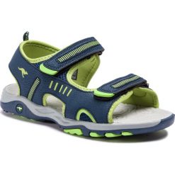Sandały KANGAROOS - K-Logan 18338 000 4054 D Dk Navy/Lime. Niebieskie sandały chłopięce KangaROOS, ze skóry ekologicznej, bez zapięcia. W wyprzedaży za 129,00 zł.