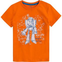 Endo - T-shirt dziecięcy 104-128 cm. Pomarańczowe t-shirty chłopięce marki Endo, z nadrukiem, z bawełny, bez rękawów. W wyprzedaży za 19,90 zł.
