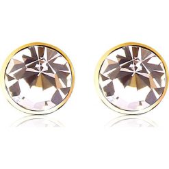 Pozłacane kolczyki-wkrętki z kryształkami Swarovski. Żółte kolczyki damskie Park Avenue, z kryształem, złote. W wyprzedaży za 45,95 zł.