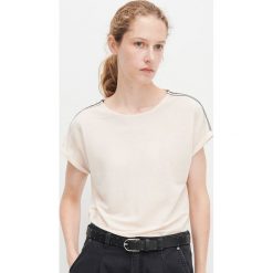 T-shirt z ozdobnymi rękawami - Beżowy. Brązowe t-shirty damskie Reserved, s, bez wzorów, bez kołnierzyka. Za 69,99 zł.