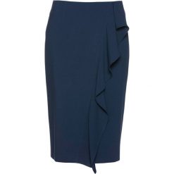 Spódnica z falbanami bonprix ciemnoniebieski. Niebieskie spódniczki damskie bonprix, bez wzorów, eleganckie. Za 89,99 zł.