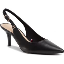 Sandały TOMMY HILFIGER - Feminine Leather Mid Sling Back FW0FW04868 Black BDS. Czarne klapki damskie TOMMY HILFIGER, bez wzorów, ze skóry, bez obcasa, na obcasie. Za 539,00 zł.