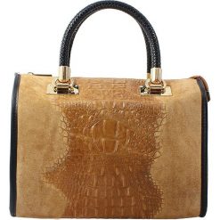 Skórzana torebka w kolorze jasnobrązowym - 30 x 25 x 21 cm. Pomarańczowe torebki klasyczne damskie ORE10, w paski, ze skóry. W wyprzedaży za 219,95 zł.
