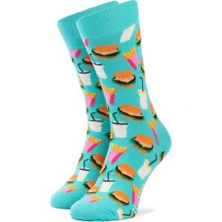 Skarpety Wysokie Unisex HAPPY SOCKS - SHAM01-7000 Niebieski. Niebieskie skarpetki damskie Happy Socks, bez wzorów, z elastanu. Za 39,90 zł.