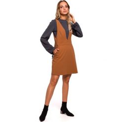 Sukienka bezrękawnik - karmelowa. Sukienki damskie Moe, s, bez wzorów, z elastanu, eleganckie, bez kołnierzyka, bez rękawów, sportowe. Za 199,00 zł.