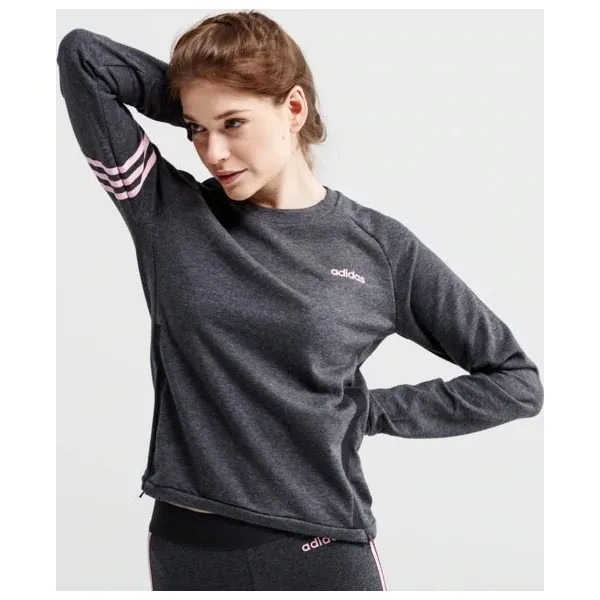Adidas Bluza W E Mo Crew , szary, rozmiar L. Szare bluzy damskie Adidas, s, z nadrukiem, z bawełny, bez rękawów, bez kaptura. W wyprzedaży za 129,99 zł.