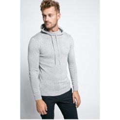 Guess Jeans - Sweter. Szare swetry klasyczne męskie Guess Jeans, m, z aplikacjami, z bawełny, z kapturem. W wyprzedaży za 139,90 zł.
