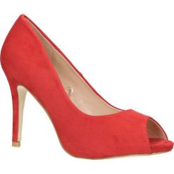 Czerwone Szpilki Czółenka Peep Toe Ze Skórzaną Wkładką Casu N189X4/r. Czerwone czółenka damskie Casu, bez wzorów, z otwartym noskiem, bez obcasa, na szpilce. W wyprzedaży za 69,99 zł.