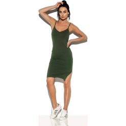 Basicowa bawełniana sukienka na ramiączkach khaki. Brązowe sukienki damskie producent niezdefiniowany, s, bez wzorów, z bawełny, eleganckie, z dekoltem w serek, bez rękawów, sportowe. Za 159,90 zł.