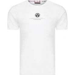 T-shirt NAPAPIJRI SALME. Białe t-shirty męskie Napapijri, z nadrukiem, z bawełny, z okrągłym kołnierzem. W wyprzedaży za 208,00 zł.