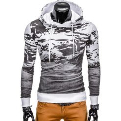 Bluzy męskie: BLUZA MĘSKA Z KAPTUREM B773 - SZARA