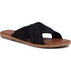 Klapki TOMS - Viviana 10015083 Black Foil Woven. Czarne klapki damskie Toms, bez wzorów, ze skóry ekologicznej, bez obcasa, na obcasie. W wyprzedaży za 179,00 zł.