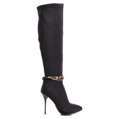 Buty zimowe damskie: SEXY KOZAKI wysoka metalowa Szpilka