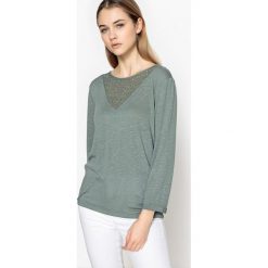T-shirty damskie: T-shirt gładki z okrągłym dekoltem i długim rękawem