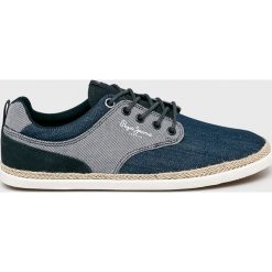 Pepe Jeans - Półbuty. Niebieskie mokasyny męskie Pepe Jeans, z jeansu, casualowe, z okrągłym noskiem. W wyprzedaży za 219,90 zł.