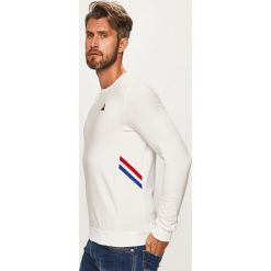 Le Coq Sportif - Bluza. Białe bluzy męskie le coq sportif, s, z aplikacjami, z elastanu, z okrągłym kołnierzem, bez rękawów, bez kaptura. W wyprzedaży za 219,90 zł.