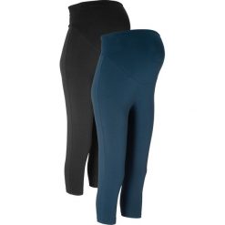 Legginsy ciążowe rybaczki (2 pary) bonprix czarny + ciemnoniebieski. Czarne legginsy ciążowe bonprix, w paski. Za 55,98 zł.